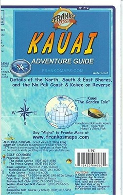 KAUAI HAWAII ADVENTURE GUIDE FRANKO MAPS WATERPROOF MAP By Franko Maps Ltd. NEW
