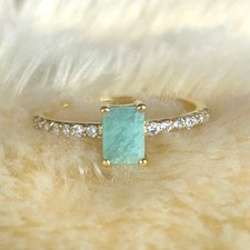 Natural Amazonite Ring: Sterling Silver Boho Statement Ring 4x6mm