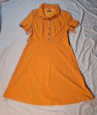 Tommy Hilfiger Women's Size 12 Mango Orange Button Shirt Dress in 94% Polyester