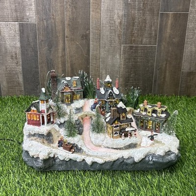 Beautiful Vintage Fiber Optic Christmas Village that Light Up The Town-Avon 2003