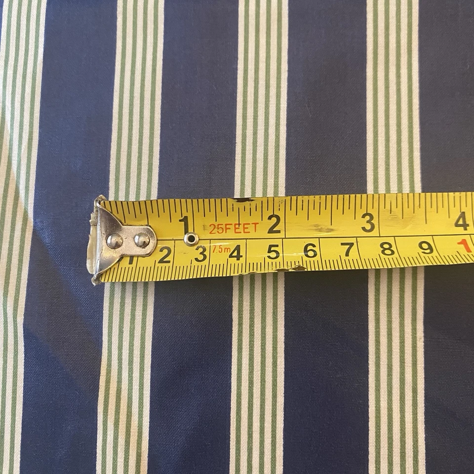 Vtg P. Kaufmann Fabric Boblyn Austin Blue Green White Striped Chintz 1.75 Yd - Image 3 of 4