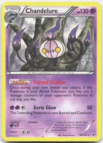 Chandelure Rare Noble Victories NVI Psychic 60/101 2011 HP