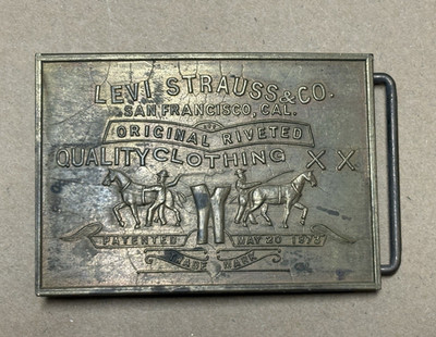 Levi Strauss & Co. Men's Western Bronze Rectangular Logo Plate Belt Buckle
