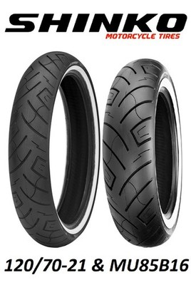 SHINKO 777 WHITE 120/70-21 & MU85B16 TIRE HARLEY ELECTRA GLIDE ROAD KING STREET