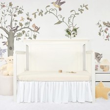White Crib Skirt 28"X52" with 14" Drop, Ruffle Crib Bed Skirt for Baby Boys