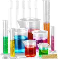 Moveland Plastic Graduated Cylinders and Beakers with 5 Pipettes, 10Ml 25Ml 50Ml