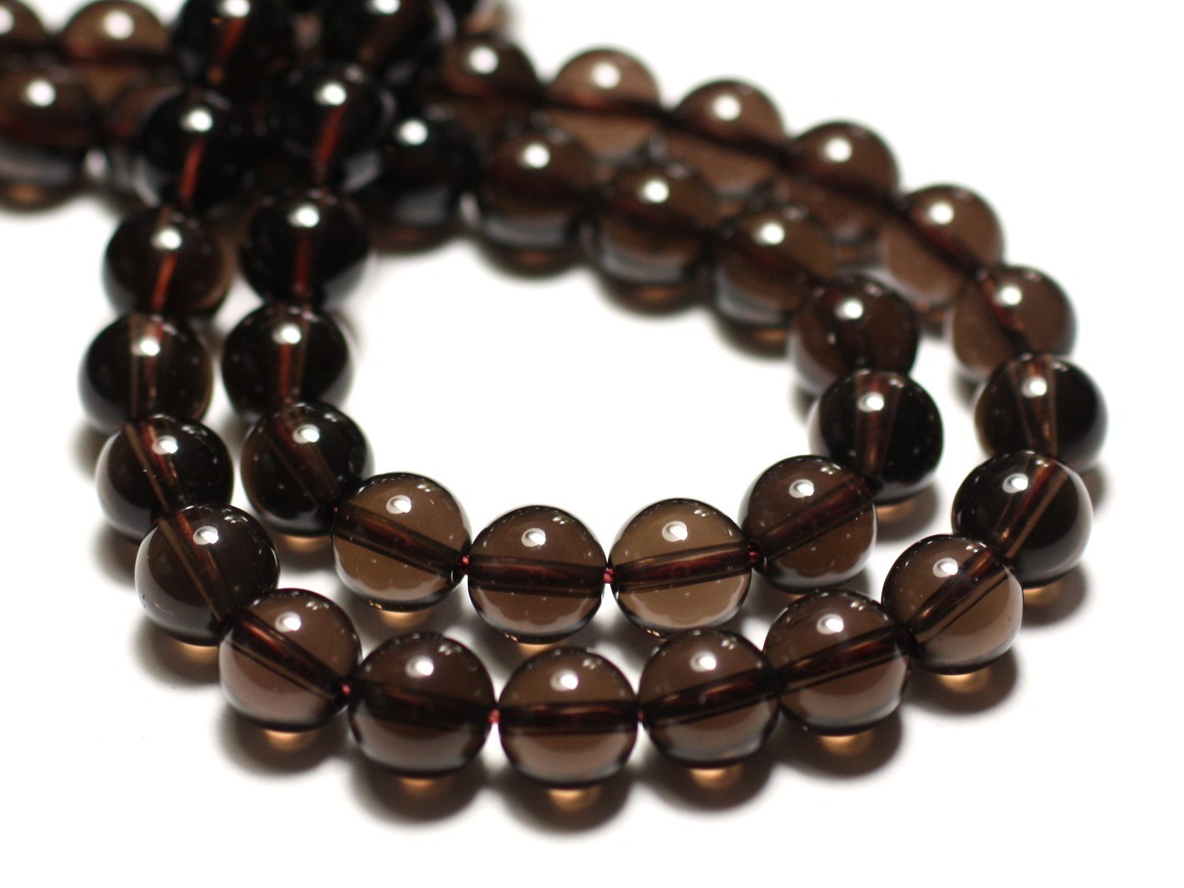 Quartz Fumé boules 10mm pour création bijoux - Fil de 39cm de perles de pierre naturelles