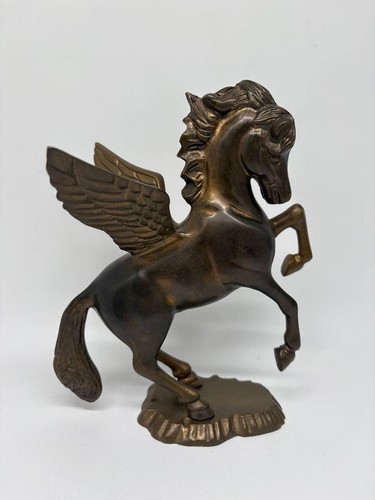 Vintage Solid Brass Pegasus Flying Horse 8"T  Heavy Greek Mythology Statue