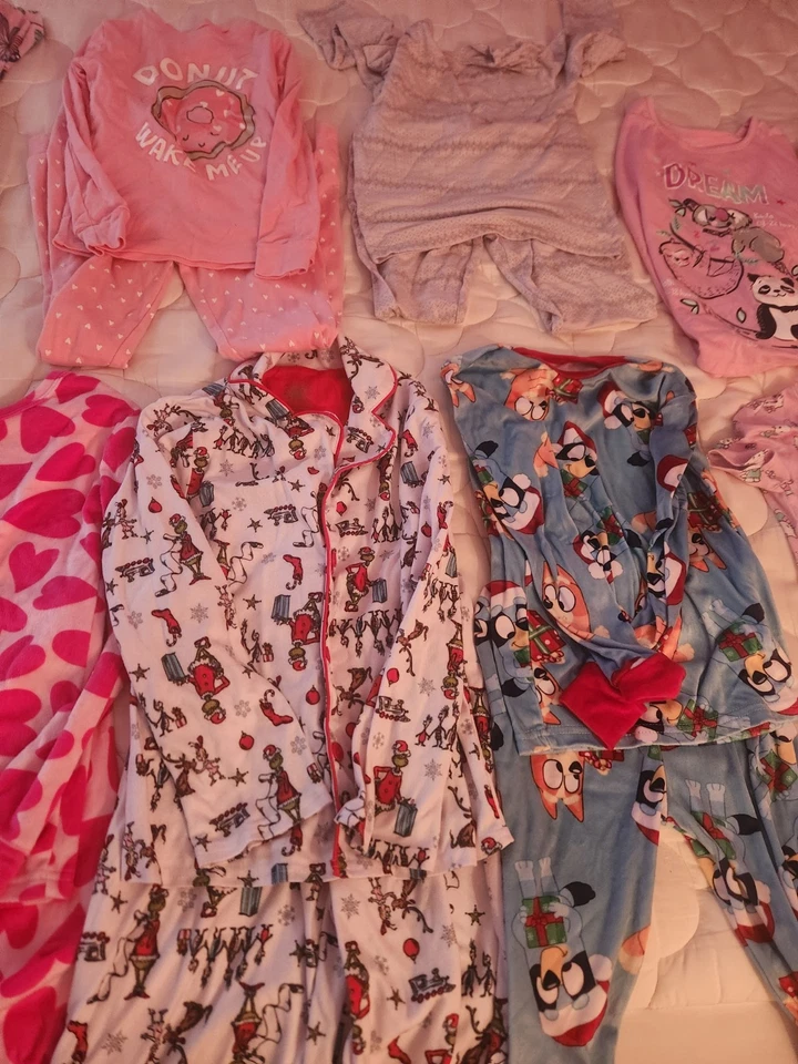 Girls Pajama Set Lot Size 7/8 Christmas Valentines Spring - Image 3 of 4