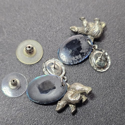 Bear Over Abalone Shell Dangle Drop Layered Figurine Charm 1.25" Pierced - Picture 5 of 9