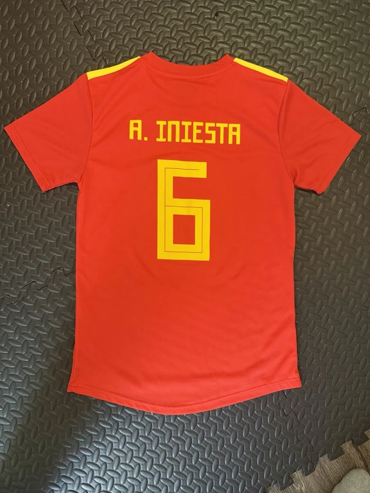 Spain 2009/2010 Iniesta #6 Retro Soccer Jersey World Cup Final Football, Size S - Image 2 of 2