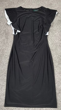 Lauren Ralph Lauren Dress Womens 6 Black Ruffle Flutter Stretch LBD Classic