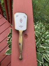 Vintage Victorian Hair Brush Copper Handle Flower floral