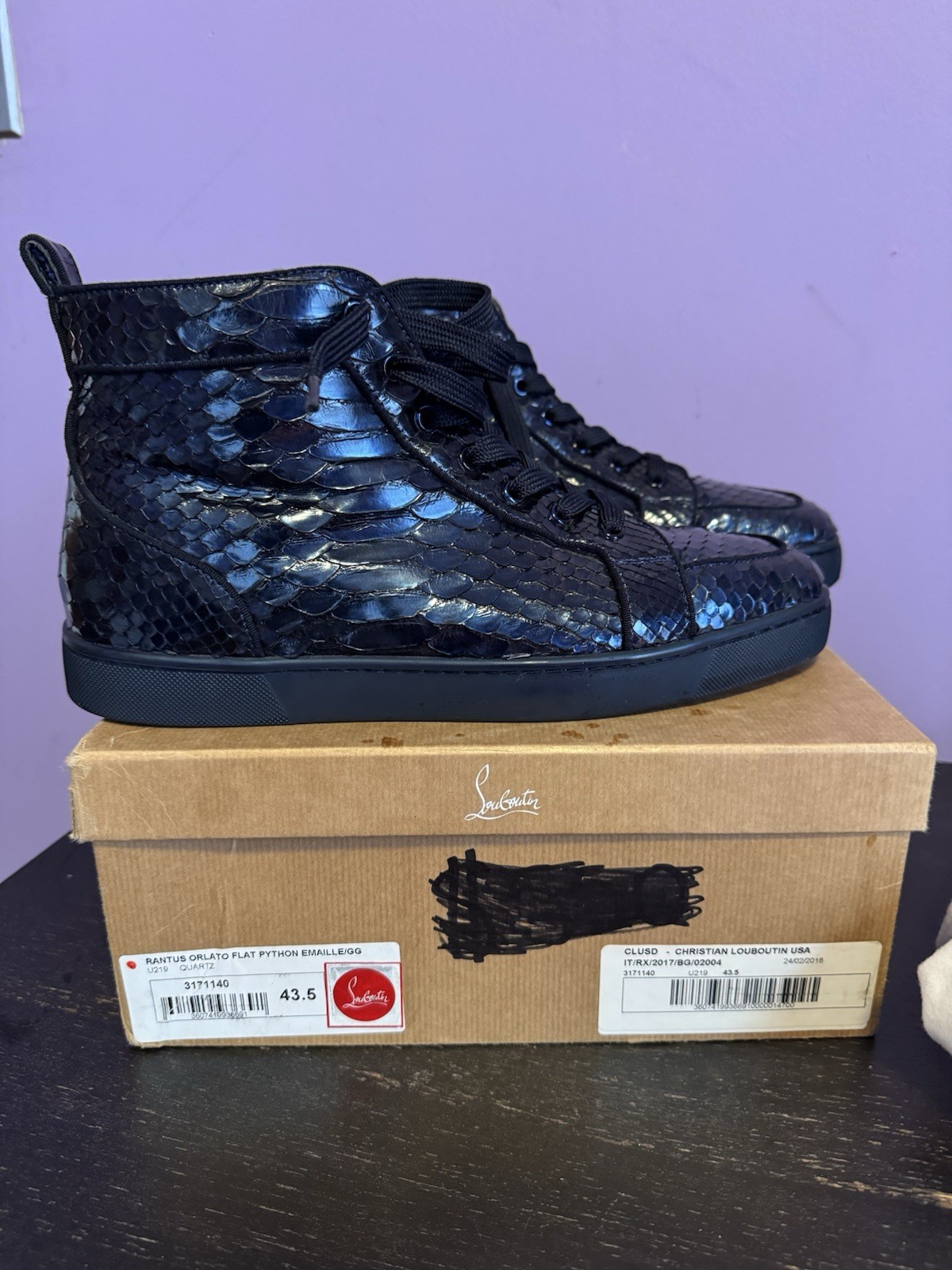 LOUBOUTIN RANTUS ORLATO FLAT PYTHON BLUE NAVY SNE… - image 6