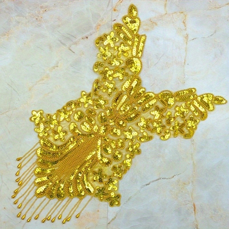 Sequin Tassel Applique Glitter Patch Accessory for Costume Wedding Dress Gown