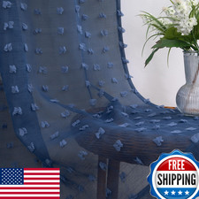 Navy Blue Small Window Curtains Bathroom 45" Length Set 2 Panels Short