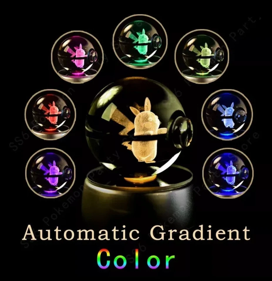 ¡¡NUEVOS ESTILOS!! Pokemon TCG 3D bola de cristal luz nocturna! ¡Base LED que cambia de color! Foto 4 de 4