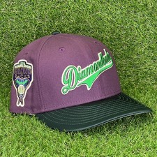 VFTV ARIZONA DIAMONDBACKS SATIN GREEN BRIM PLUM NEW ERA 59FIFTY TOPPERZ FITTED