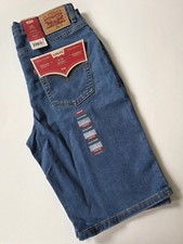 LEVI'S Boys Slim Fit Denim Shorts Adjustable Waist Medium Wash Size 20R W30 NEW
