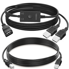 USB Printer Cable Splitter 1 in 2 Out Two Computers Dual USB Male Female