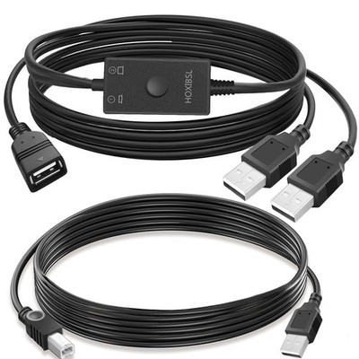 USB Printer Cable Splitter 1 in 2 Out Two Computers Dual USB Male Female