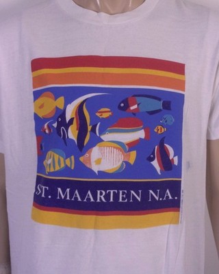 vintage 80s Bye Bye St. Maarten T-Shirt Tropical Fish single stitch 1989 sz XL
