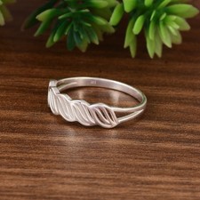 925 Sterling Silver Wavy Band Ring Minimalist Braided Swirl Design For Wedding