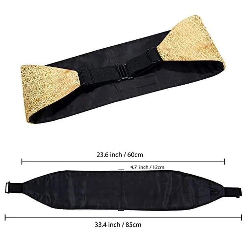 Conjunto de faja y pajarita ajustable de seda para hombre de oro oscuro con Foto 3 de 4