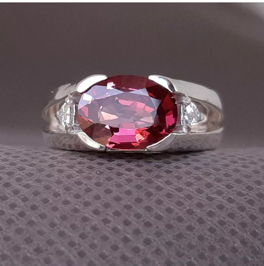 Pink tourmaline silver ring sale