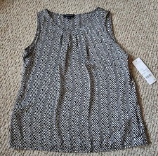 NWT Notations Women’s Zebra Blouse Sleeveless Shirt Top Size Small