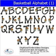 Embroidery Design Set - Basketball Alphabet - 26 Designs - 9 Formats - USB Stick