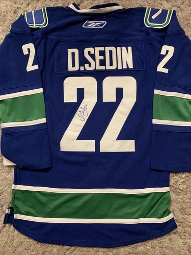 Daniel Sedin NHL SIGNED  custom VANCOUVER CANUCKS Hockey JERSEY Autograph