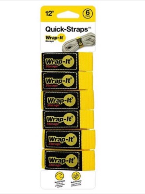 Wrap-It Storage Quick-Straps 12''x1'' Waterproof Multi-Purpose Yellow 6 Pack New!