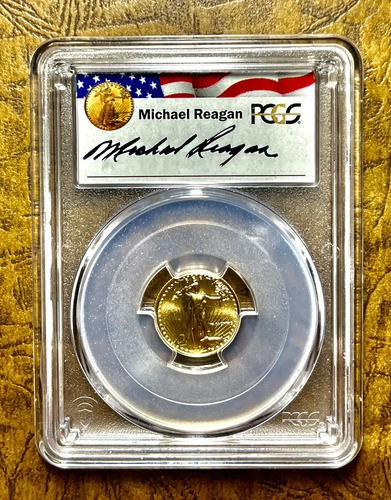 1990 $5 Gold Eagle PCGS MS69 Reagan Flag POP 116 Gaudens/Busiek Design # IRG