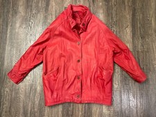 Womens VTG Leather Jacket Coat Jacqueline Ferrar Red Size Large EUC Korea