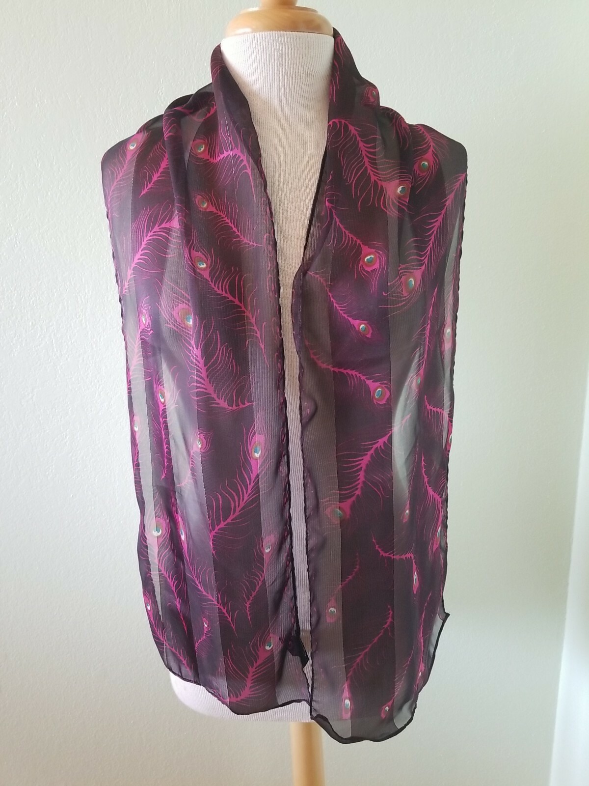 Cejon Peacock Feather Print Rectangular Scarf Pur… - image 2