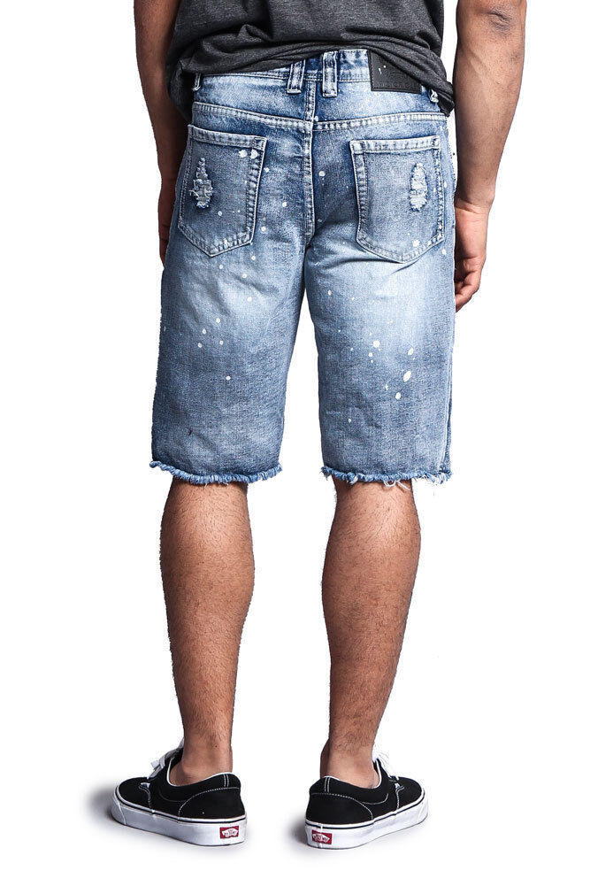 Men's Distressed Rip Colored Jean Pant Denim Shorts (441-V1G Men's Distressed Rip Colored Jean Pant Denim Shorts (441-V1G