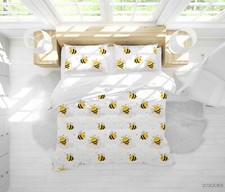 Image of 3D Bee Simple Art Pattern Quilt Covers Duvet Covers Set Bedding