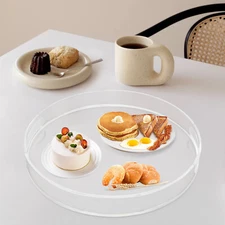 Large Acrylic Food Serving Tray with Handle Countertop Organiser for Ottoman