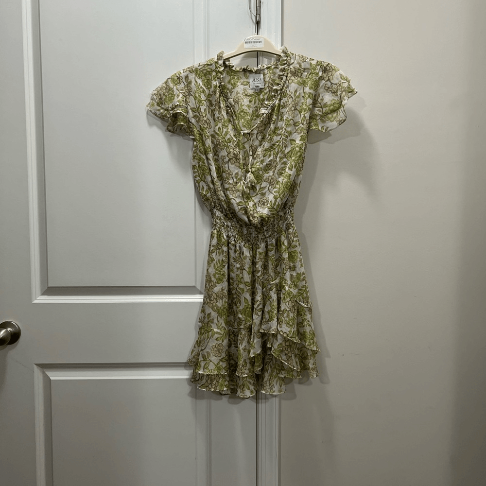 misa los angeles green dress MISA Los Angeles - Flora Dress