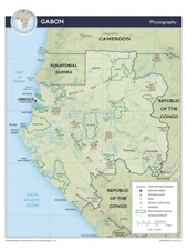 Gabon Physical Geography Geographic Physiographic Map Country Nation Print