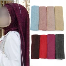 Lady Shining Scarf Crinkle Scarves Hijab Shawl Muslim Head Wrap Glitter 16 Color