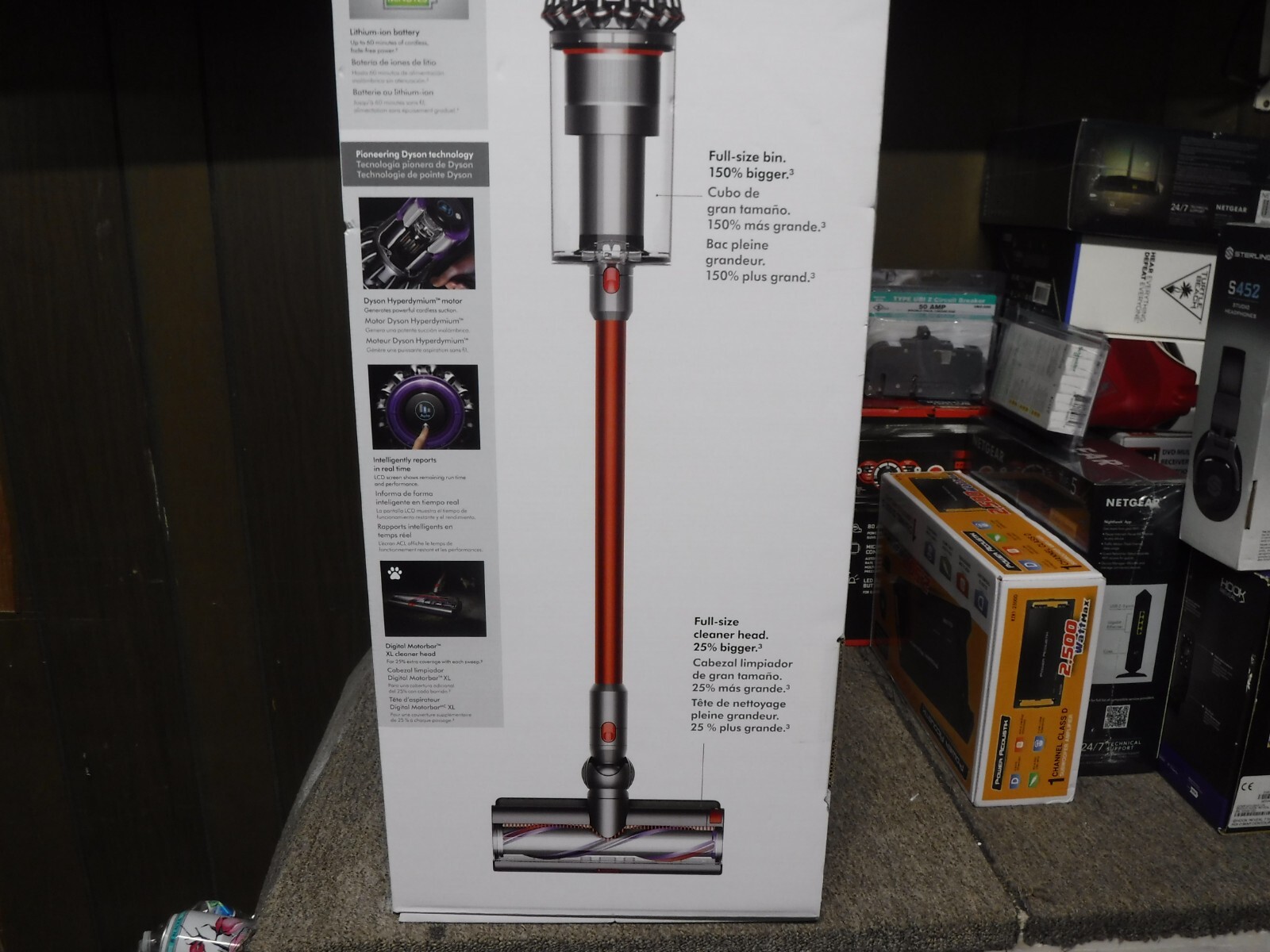 *NEW* Dyson Outsize Cordless Stick Vacuum, Nickel & Red, 44792201