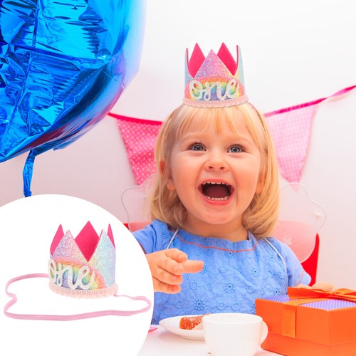 BOXOB Chapeau Demi-Anniversaire, Nœud Pailleté Couronne Demi-Anniversaire Pour Fête Des 6 Mois Décorations De Fête Pour Bébé Fille Garçon Accessoire Photo Fournitures