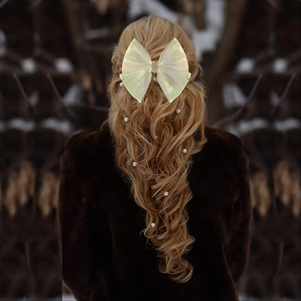 Pinzas de moño para el cabello iluminadas pasador LED pinza de cabello blanco liso Jumbo clips de nudo de moño Foto 4 de 4