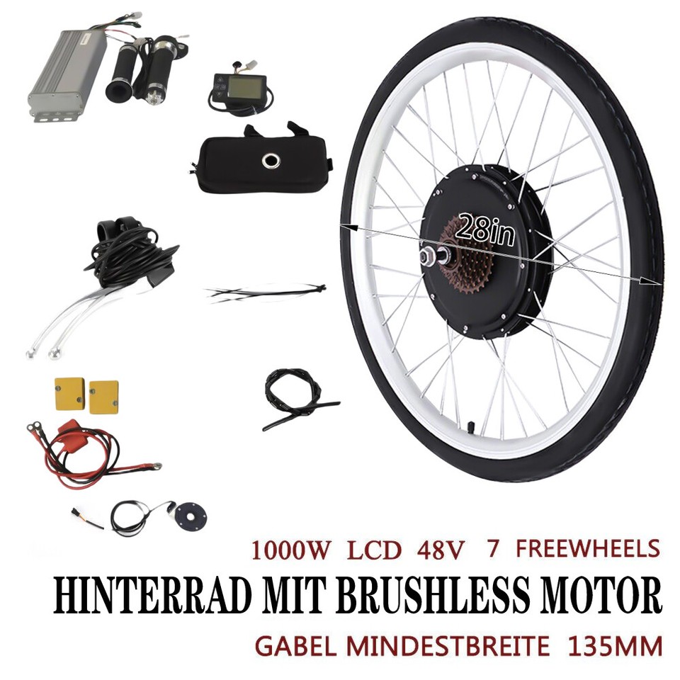 48V 1000W ElektroFahrrad Ebike Hinterrad Umbausatz Ebike Motor LCD