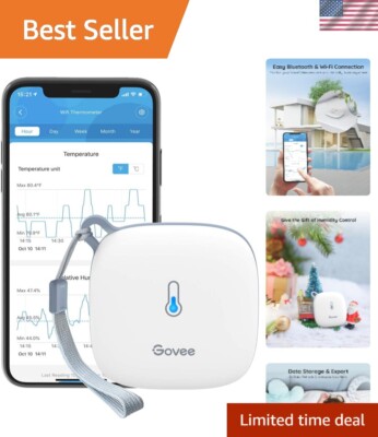 Compact WiFi & Bluetooth Hygrometer - Monitor Temperature & Humidity Remotely