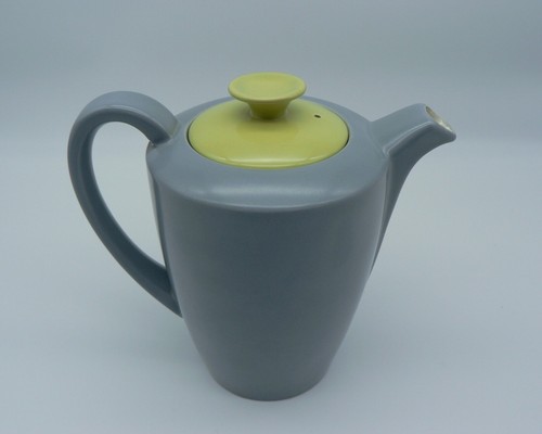 POOLE POTTERY LIME YELLOW & MOONSTONE GREY 1.5PT COFFEE POT PERFECT C102 VINTAGE - Picture 14 of 17