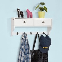Sobuy Wandschrank,Wandgarderobe,Wandregal,HäNgeregal Mit 2 Schubladen,Frg178-W