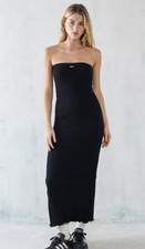 Urban Outfitters BDG Bandeau Ribbed Maxi Dress Black Size L NEW